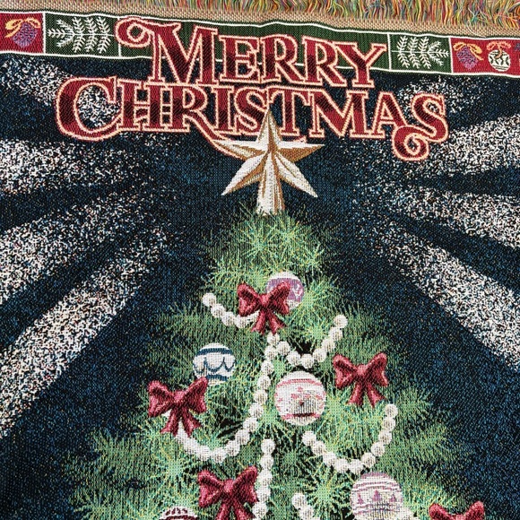 Crown Crafts Holiday Tapestry Throw Blanket Christmas Tree 49 x 58 USA Made - Picture 10 of 10